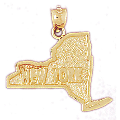 14K GOLD STATE MAP CHARM - NEW YORK #5104