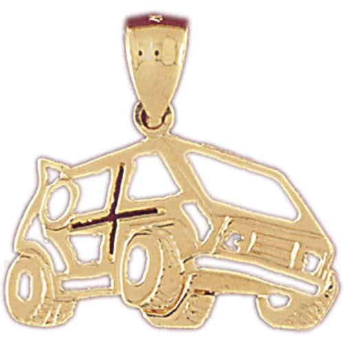 14K GOLD TRANSPORTATION CHARM - ARMORED CAR #4398