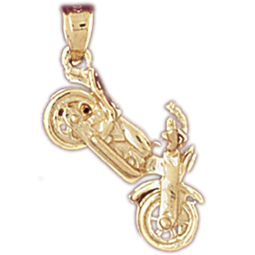 14K GOLD TRANSPORTATION CHARM - MOTORCYCLE #4408