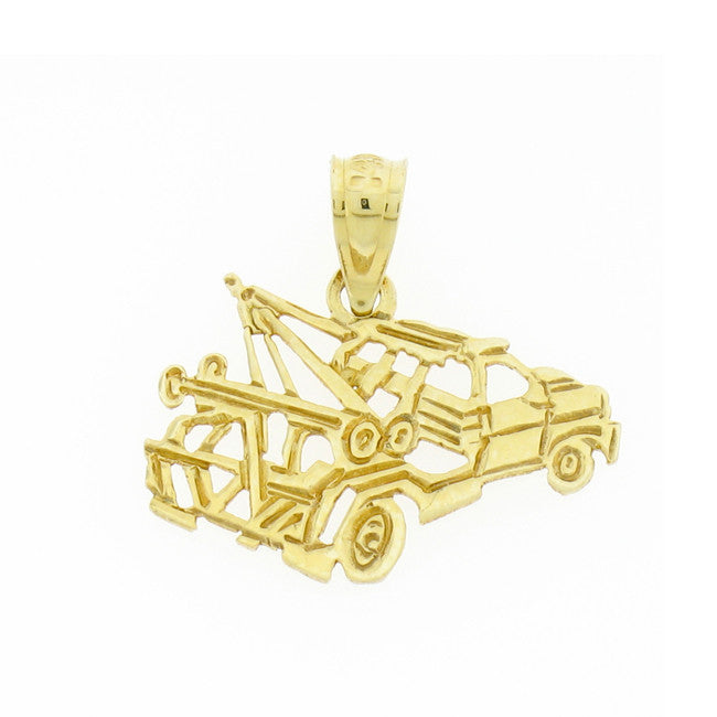 14K GOLD TRANSPORTATION CHARM - TOW TRUCK #4321