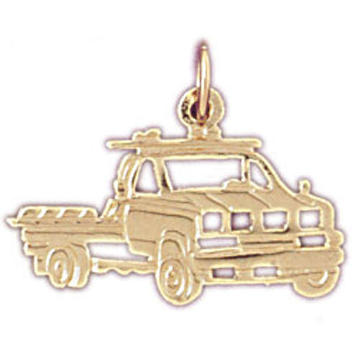 14K GOLD TRANSPORTATION CHARM - TOW TRUCK # 4350