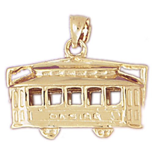 14K GOLD TRANSPORTATION CHARM - TROLLEY #4374
