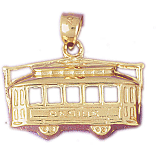 14K GOLD TRANSPORTATION CHARM - TROLLEY #4375
