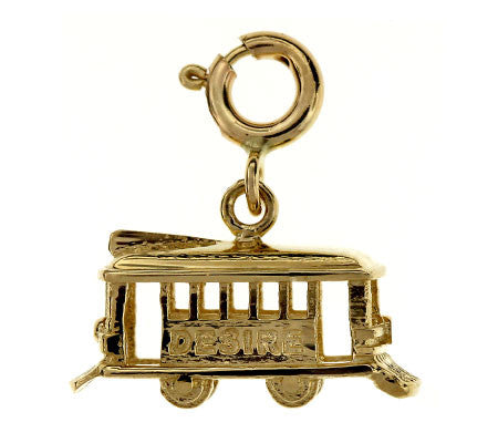 14K GOLD TRANSPORTATION CHARM - TROLLEY #4376