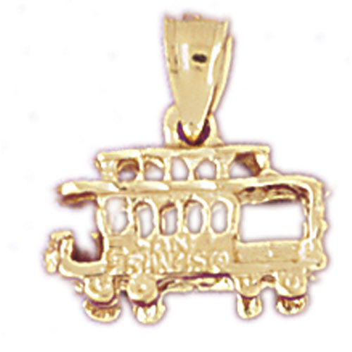 14K GOLD TRANSPORTATION CHARM - TROLLEY #4382