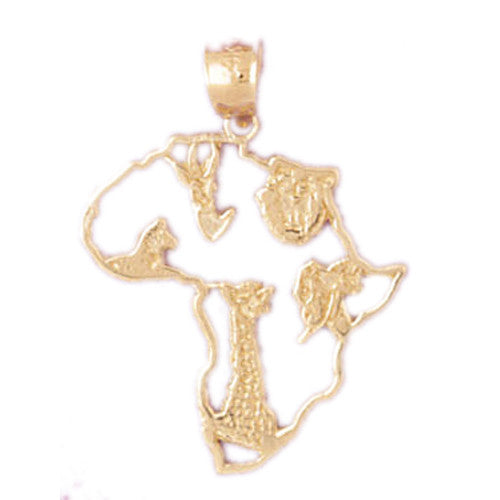 14K GOLD TRAVEL MAP CHARM - AFRICA #5068