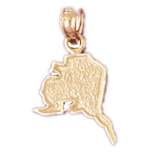 14K GOLD TRAVEL MAP CHARM - ALASKA #5036