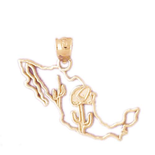 14K GOLD TRAVEL MAP CHARM - MEXICO #5062