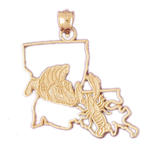 14K GOLD TRAVEL MAP CHARM - LOUISIANA #5043