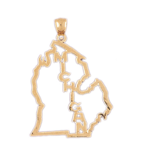 14K GOLD TRAVEL MAP CHARM - MICHIGAN #5046