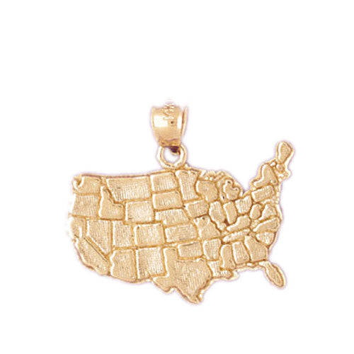 14K GOLD TRAVEL MAP CHARM - USA #5065