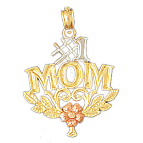 14K GOLD TWO COLOR CHARM - #1 MOM #10955