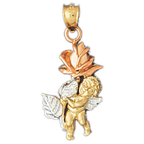 14K GOLD TWO COLOR CHARM - ANGEL ROSE #10953
