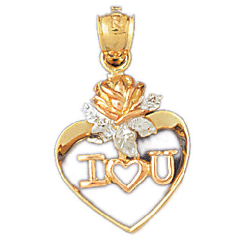 14K GOLD TWO COLOR CHARM - I LOVE YOU #10973