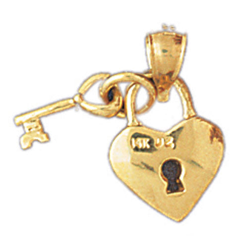 14K GOLD TWO COLOR CHARM - KEY HEART #10972