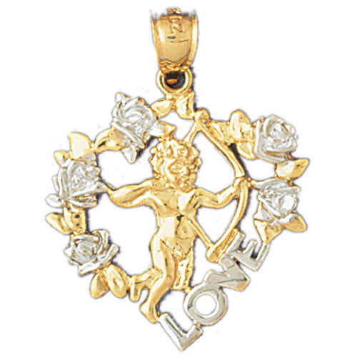 14K GOLD TWO COLOR CHARM - LOVE ANGEL ROSE #10964