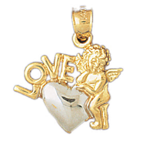 14K GOLD TWO COLOR CHARM - LOVE HEART ANGEL #10969