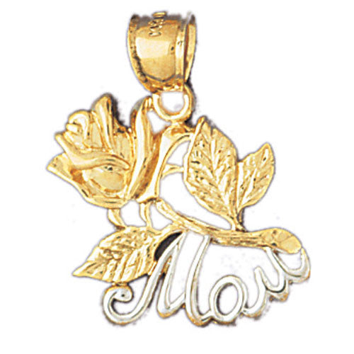 14K GOLD TWO COLOR CHARM - MOM ROSE #10959