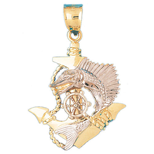 14K GOLD TWO TONE NAUTICAL CHARM - ANCHOR #190