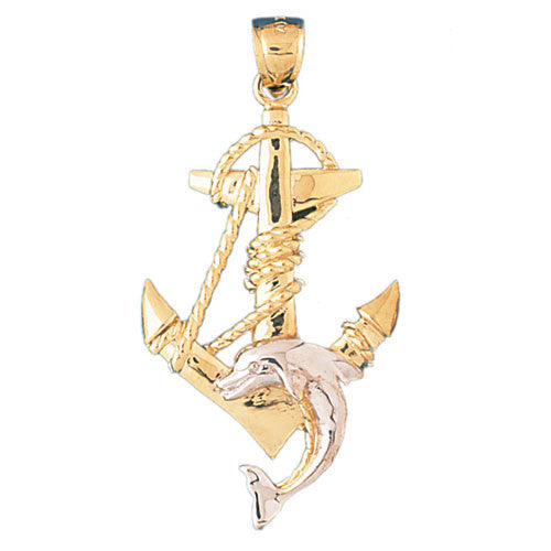 14K GOLD TWO TONE NAUTICAL CHARM - ANCHOR #192