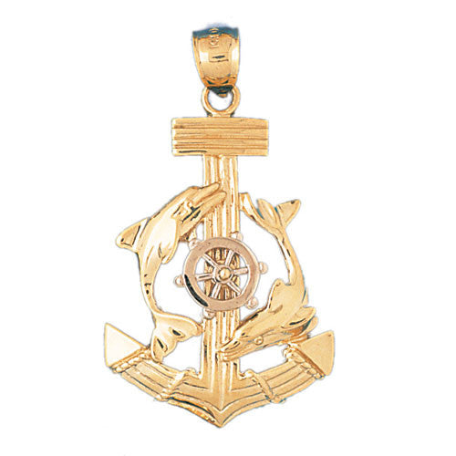 14K GOLD TWO TONE NAUTICAL CHARM - ANCHOR #193