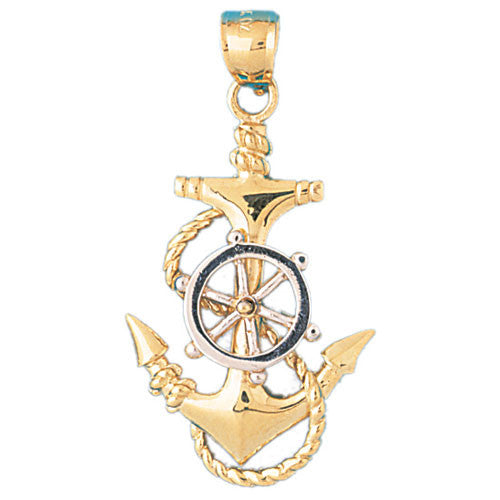 14K GOLD TWO TONE NAUTICAL CHARM - ANCHOR #195