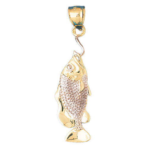14K GOLD TWO TONE NAUTICAL CHARM - FISH #186
