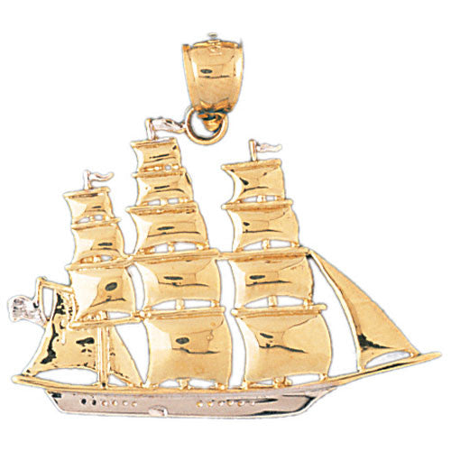 14K GOLD TWO TONE NAUTICAL CHARM - SAILBOAT #197