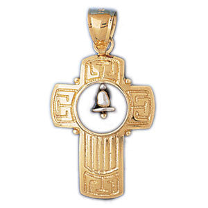 14K GOLD TWO TONE RELIGIOUS CHARM - CROSS #7759