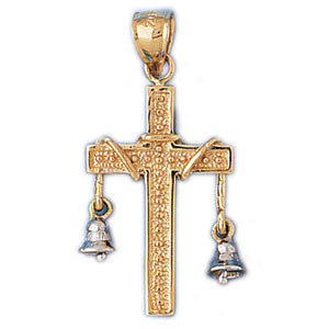 14K GOLD TWO TONE RELIGIOUS CHARM - CROSS #7760