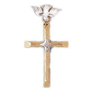 14K GOLD TWO TONE RELIGIOUS CHARM - CROSS #7761