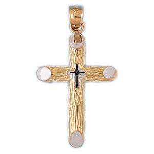 14K GOLD TWO TONE RELIGIOUS CHARM - CROSS #7762