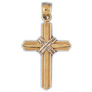 14K GOLD TWO TONE RELIGIOUS CHARM - CROSS #7765