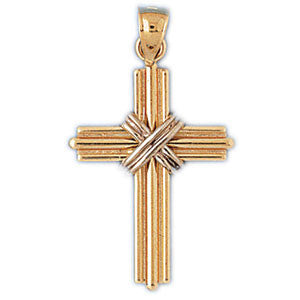 14K GOLD TWO TONE RELIGIOUS CHARM - CROSS #7766