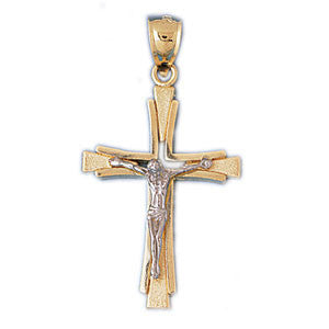 14K GOLD TWO TONE RELIGIOUS CHARM - CRUCIFIX #7743