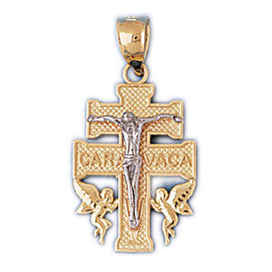 14K GOLD TWO TONE RELIGIOUS CHARM - CRUCIFIX #7745