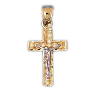 14K GOLD TWO TONE RELIGIOUS CHARM - CRUCIFIX #7749