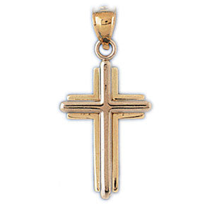 14K GOLD TWO TONE RELIGIOUS CHARM - CROSS #7768