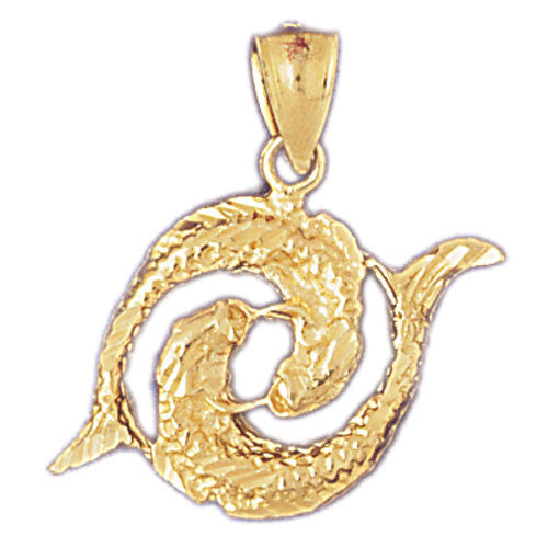 14K GOLD ZODIAC CHARM - PISCES #9415
