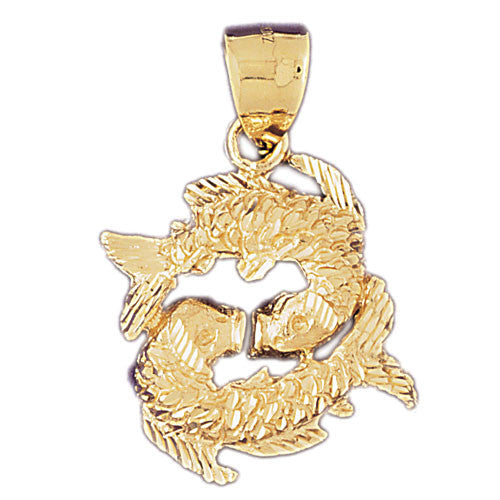 14K GOLD ZODIAC CHARM - PISCES #9499