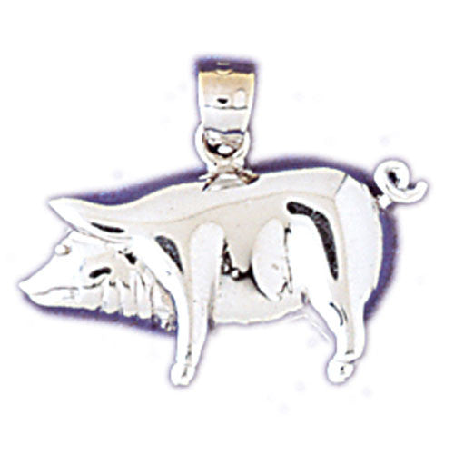 14K WHITE GOLD ANIMAL CHARM - PIG #11084