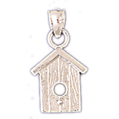 14K WHITE GOLD BIRD HOUSE CHARM #11191