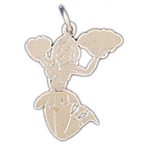 14K WHITE GOLD CHEERLEADER CHARM #11242