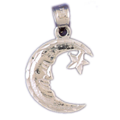 14K WHITE GOLD CHRISTMAS CHARM - MOON, STAR #11332