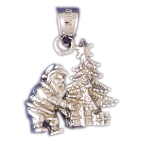 14K WHITE GOLD CHRISTMAS CHARM - SANTA CLAUS #11316