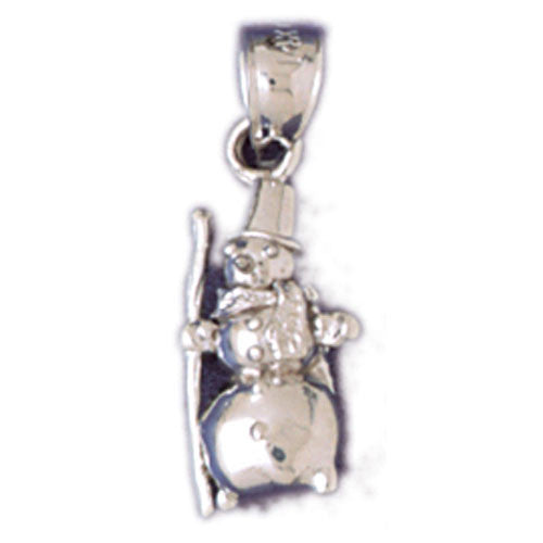14K WHITE GOLD CHRISTMAS CHARM - SNOWMAN #11311