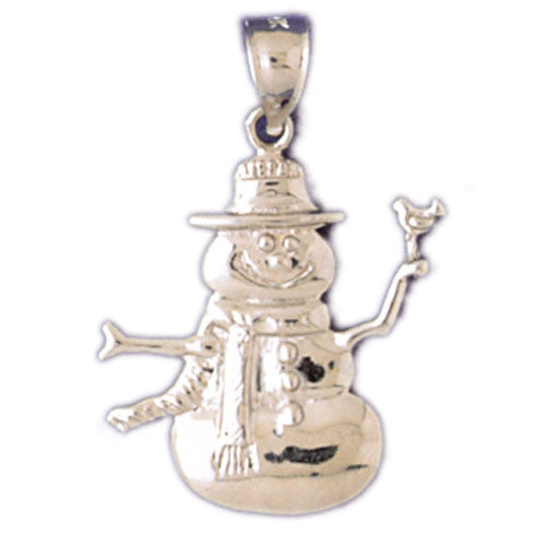 14K WHITE GOLD CHRISTMAS CHARM - SNOWMAN #11319