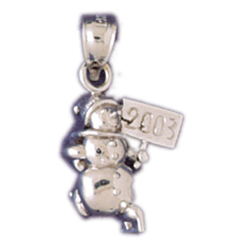 14K WHITE GOLD CHRISTMAS CHARM - SNOWMAN #11322