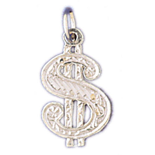 14K WHITE GOLD DOLLAR CHARM #11233