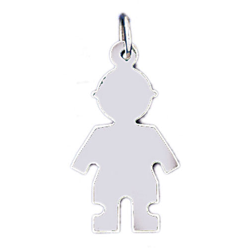 14K WHITE GOLD HANDCUT CHARM - BOY #11485